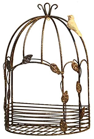TentHome Pflanzkorb hängend Metall Blumenkorb Wandkorb Pflanzen Wandtopf Vintage Wandtopfhalter Wandblumenhalter Blumentopf Blumenregal draußen Landhausstil Wanddeko Garten L, antikes schwarz