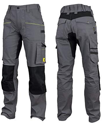 Urgent URG-S2 Arbeitshose Herren Stretch Hose Schutz für Maler Stuckateur Monteur Gärtner Mechaniker Cargohose große Taschen leichte Damen Schutzkleidung; Grau; (52)