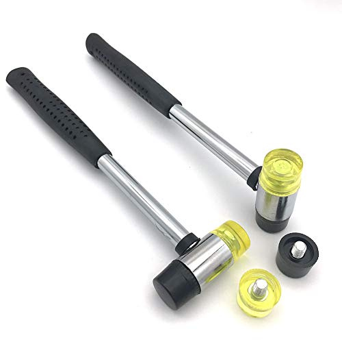 MIKMAYTOO Small Soft Mallet with 2 Head Tip for Kid or women or Light Tapping Work Double-Faced Rubber Soft Head Hammer for Jewelry Leather Wood Usage Lightweight Non-Slip (2, Small)