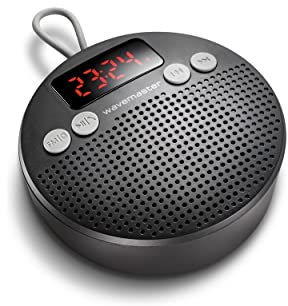 Wavemaster MOBI-3 - Tragbarer Bluetooth-Lautsprecher für Unterwegs (360° Klangfeld) mit Radio, Wecker und Freisprechfunktion für mobile Soundquellen, IPX5 Spritzwasserschutz - Anthrazit / Grau