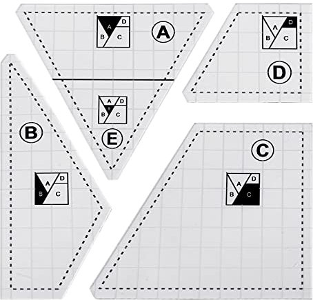 Hoshisea 4 Stück Lineal-Vorlagen-Set, Patchwork Lineal Nähen, Quilten Patchwork Lineal, Quilten Lineal Acryl, Patchwork-Lineal-Werkzeug, für Messen, Schneiden, Quilten, DIY-Sticken