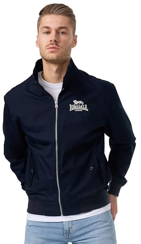 Lonsdale Chaqueta clásica para hombre, azul marino/plateado, L