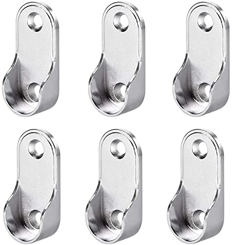 MOJOTIC 6 Stücke Kleiderstange Schrank,Kleiderstangenhalter Wand Garderobenstange,Zinklegierung Ovale Garderoben,Kleiderstange Halterung Schrankrohrlager Stangenhalterung 16 mm Garderoben Halterung
