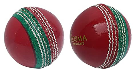 Kosma Handsydd 2-delad cricketboll i läder (1-pack) | standardstorlek - 156 gram (5,5 uns) | läderflagga cricketboll av högsta kvalitet | Fan Edition - Bangladeshflagga | perfekt souvenir och gåva