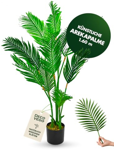 Decovego Palmizio Palma Artificiale Areca Albero Pianta Artificiale 160 cm