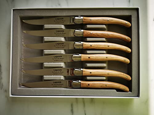 couteaux à steak en bois de chêne LAGUIOLE Made in France Coffret de 6