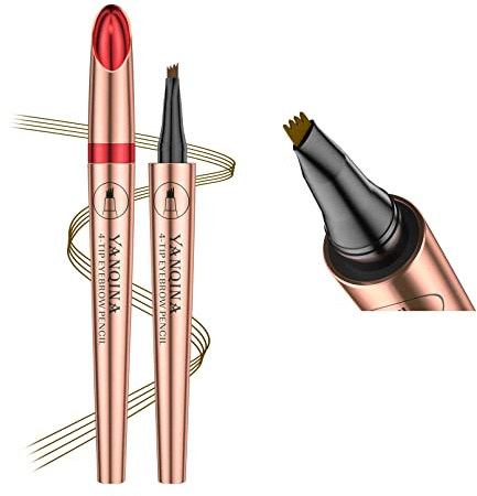 Anifer Flüssiges Microblading Dunkelbraun Augenbrauenstift. - Wasserdicht, Lang anhaltend, Natürlich, 4-Punkt-Gabelspitzen-Augenbrauenstift.(dunkelbraun/Dark Brown #02)