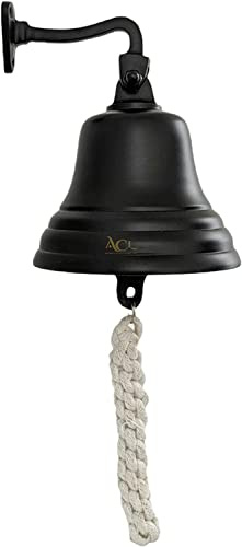 ACL Last Order Bell - Bar Accessories for Home Pub Hand Bell – Wall Mounted Bar Bell Nautical Decorations – Unique Black Bell with Crisp Loud Sound Ideal for Christmas, Reception, Pubs 6 Inch