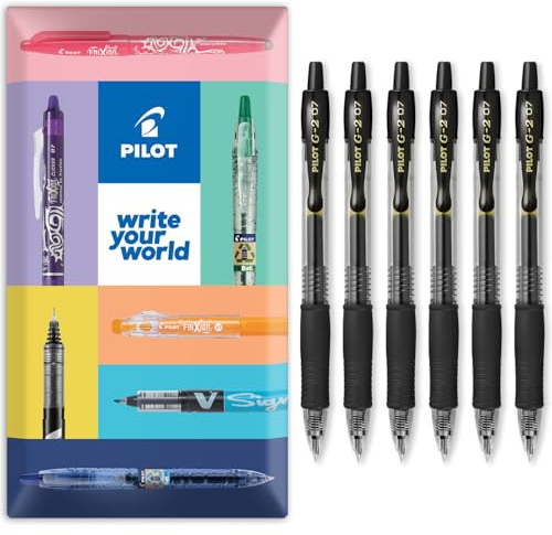 PILOT G-2 Gel-Tintenroller, einziehbar, 0,7 mm Spitze, in Umschlag, Geschenkverpackung, 6 Stück, schwarze Tinte