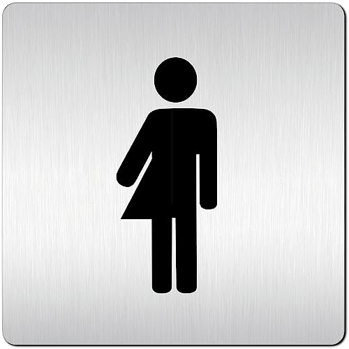 Türschilder24 XXL Schild - Türschild • 125 x 125 mm • Gender WC Toiletten Schild rechts links • 1,5 mm veredeltes Aluminium • 100% Made in Germany (Gender 3 Pikto ohne Abstand)