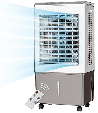 Enfriador de Aire Grande para el Hogar con 4 Cajas de Hielo: Enfriador de Aire 3 en 1, 3 Velocidades, Tanque de Agua de 40 L y Ruedas Universales, Ventilador de Aire Acondicionado Sin Ventanas ( Color