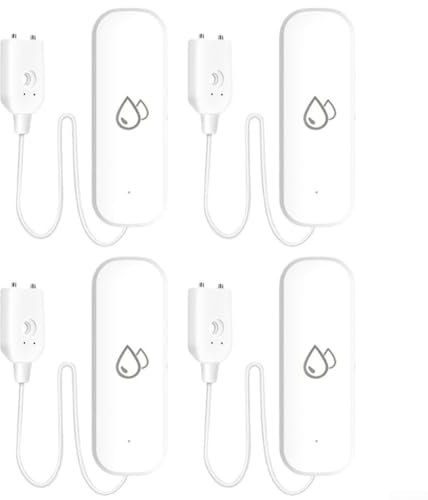 Lot de 4 détecteurs d'eau, détecteur de fuite d'eau WiFi pour chauffe-eau, pompe à eaux usées, prise en charge de l'application TUYA/Smart Life