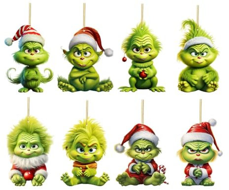 Deko Weihnachten Weihnachtsbaum Acryl Anhänger Weihnachtsbaumschmuck für Partydekoration Geschenke Acryl Weihnachts Weihnachtlicher Baumschmuck Anhänger (B-8pc)
