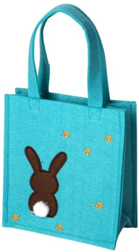MACOSA AS8003/TH Oster-Geschenktasche Hase Filz Türkis 20 cm Filztasche Ostertasche mit Henkel Ostertüte Tasche Osterfilztäschchen Kinder Erwachsene