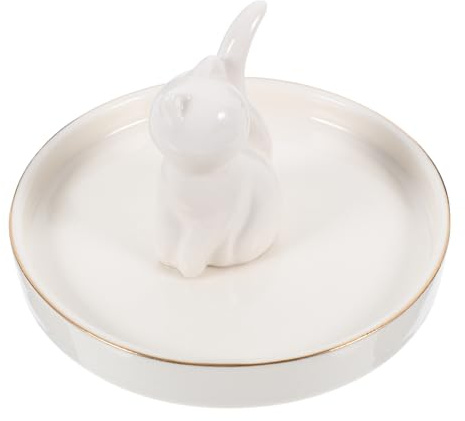 TOPBATHY Espositore Per Gioielli Con Statua Di Gatto in Ceramica Unica Portagioie in Ceramica Vassoio Per Rossetto Portapiatti in