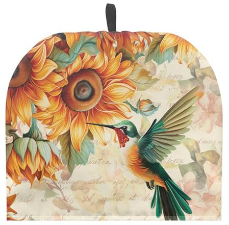 TOADDMOS Sonnenblumen-Kolibri-Teewärmer für Teekannen, Kaffeekanne, Staubschutz, isolierte Teekanne, gemütliche Abdeckung, Küche, dekorative Tischkesselabdeckung