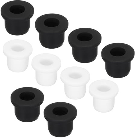QUARKZMAN 10 Stück Kabeldurchführung Gummi AD 11mm/13mm, ID 7mm/8mm Durchgangstüllen Gummitüllen Kabeltülle Dichtungsring Gummistopfen für Elektrischer Leiter Draht Kabelschutz, Schwarz/Weiß