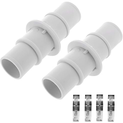 2 Stück Schlauchverbinder mit 4 Schlauchschellen 1 1/4 Zoll oder 1-1/2 Zoll Poolschlauch Verbinder Poolschlauch Adapter Pool Schlauch Zubehör für Schwimmbad-Staubsauger, Filterpumpenschläuche (2pcs)