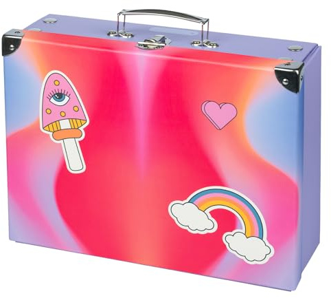 Baagl Kinderkoffer Spielzeug Pappkoffer Spielkoffer Faltkoffer - Hippie | Der Spielzeugkoffer und Klappkoffer mit Metallgriff bietet neue Möglichkeiten für die Aufbewahrung von Schulbedarf.