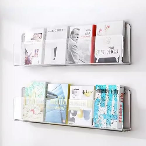 Transparenter Zeitschriftenhalter aus Acryl, Zeitungsständer zur Wandmontage, Broschürenständer für die Bürodekoration zu Hause im Wohnzimmer (Farbe: 2 Stück, Größe: 40 cm)