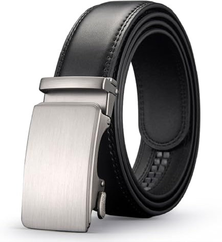 Acewin Ledergürtel Herren, Automatik Gürtel Herren, Arbeitsgürtel, Verstellbar, Breit 35mm (03-Basic Schwarz, 125 CM)