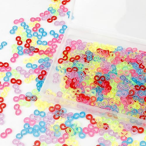 Loom Bänder Verschlüsse,Loom Bänder Zubehör,Loom Zubehör,Bunte 500Stück,Armbänder Selber Machen Gummi,Loops Gummis,Loom Gummis,Rubber Loops,S Clips,S Clips Bunte Loombänder Verschlüsse Plastik Loops
