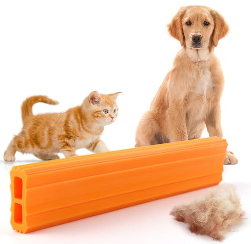 Dgtkayi Pet Hair Remover & Auto Detailing Tool - Dog & Cat Hair Remover for Carpets, Car Interiors, Sofas, Bedding - Easy to Grasp, Reusable, Orange Plastic Manual LINT_REMOVER Pet Hair Removal Tool
