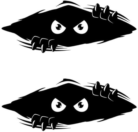 JEYORZY 2Pezzi Adesivi Auto, adesivi divertenti per paraurti auto, Sticker Personalizzati, Interessante Adesivi Auto Esterni, Sbirciatina 3D Adesivi Monster, Adesivi Scooter, per Auto, Camera da Letto