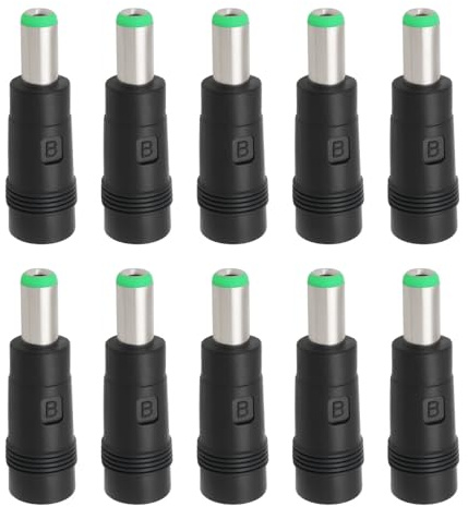 VGOL 10x Alimentación de CC de 5,5x2,1 Mm Conector Hembra A 6,3x3,0 Mm Adaptador Macho de 41,7x12,5 Mm para Fuente de Alimentación Externa Transformador Integrado para Computadoras Portátiles