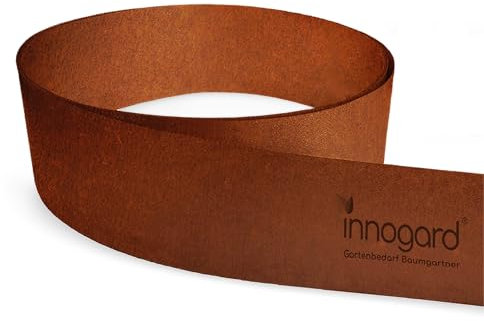 innogard 6012-003 – Rasenkantenband – aus Corten-Stahl – Höhe 20 cm, Rost-Garten-Deko – Beet-Begrenzung mit 5 m Länge