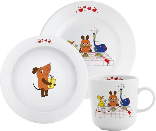 KAHLA DieMaus Kinderset 3tlg. Pastaliebe | Kinder Geschirrset im Sendung mit der Maus Design