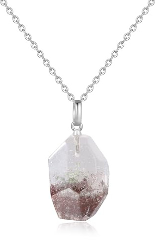 COAI 925 silverhalsband, spöke kvarts hänge, 40+5cm, Sten, Kvarts