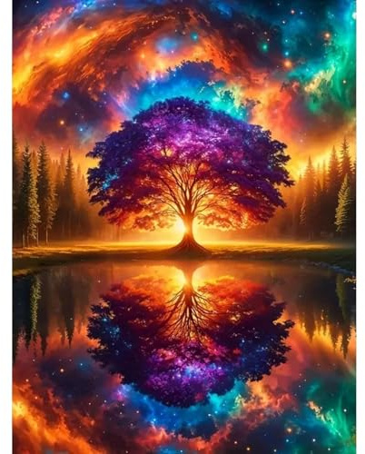 Diamond Painting Baum des Lebens, 5D-Diamant-Malset für Erwachsene, DIY-Diamant-Kunstset mit runden farbe Diamanten, Geeignet für Erwachsene und Anfänger, Wanddekoration für Zuhause 30 x 40 cm