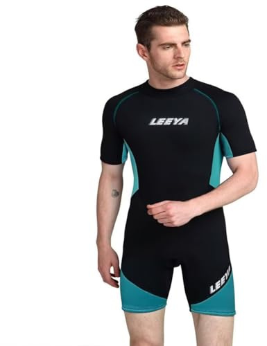 Muta da Uomo 3mm 6XL Muta da sub corta in neoprene taglia forte con cerniera Muta Shorty Donna a maniche corte Mute neoprene, per Triathlon/Surf/Stand up paddle/Kayak/Immersioni, Verde