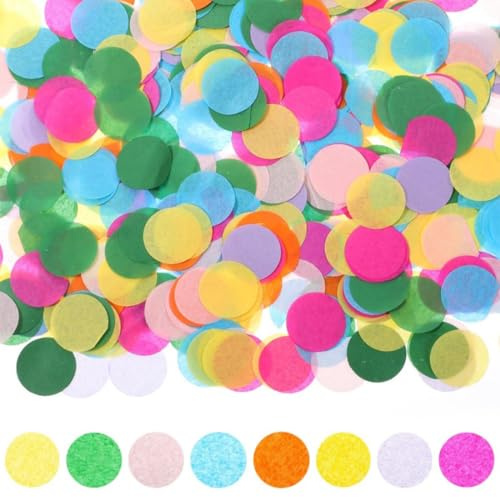 Confeti 6000 unidades, confeti multicolor, 60 g, 2,5 cm, confeti de cumpleaños, multicolor, redondo, confeti de papel, para cumpleaños, bodas, fiestas, decoración