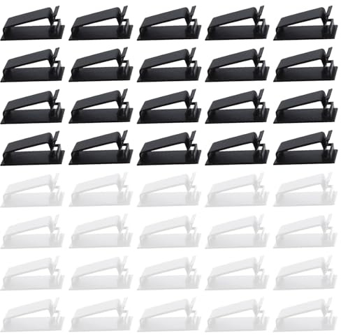 SYEYCW 40 Pezzi Cable Management, Raccogli Cavi, Autoadesivo Clip Cavo, Fermacavi Supporto Organizer la Gestione Dei Cavi, Fermacavi per TV, PC, Laptop, Cavo Ethernet, Scrivania, Casa, Ufficio