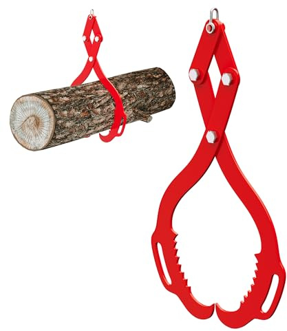 Garvee 18 in Log Lifting Tongs, 2 Serrated Claw Hook Log Tongs, Heavy Duty Steel Swivel Dragging Tong, Logs Grapple with Handles, Lumber Logs Skidding Tong for Tractors, Trucks, Forklifts, ATVs