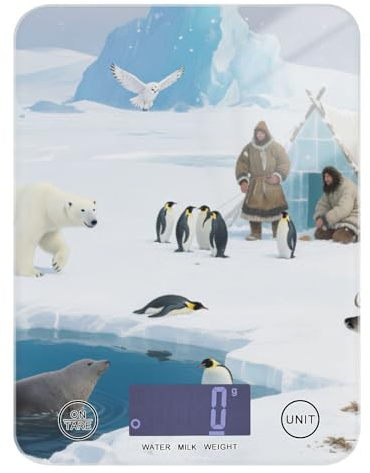 Bilancia digitale intelligente per la perdita di peso dell'orso polare bianco per la cucina 5 kg/5 g, bilancia digitale intelligente per la cucina con 4 unità per cucinare cottura cottura báscula para