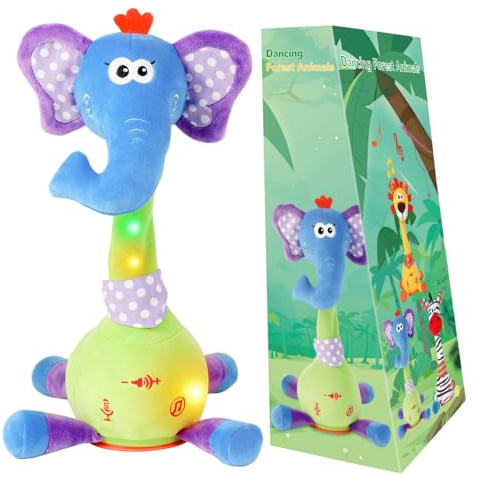 seOSTO Elefante Bailarina Parlanchin, Peluche Que Baila y Repite Tu Voz | Juguete interactivo brillante, grabación y repetición, regalos para niños y niñas
