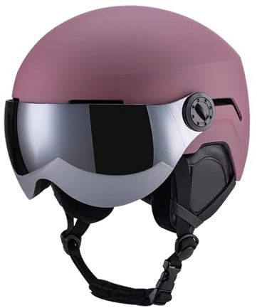 Alomejor Multifunktionaler Skihelm, Schneesporthelm, Atmungsaktives Design, Hochwertige Gläser, Komfort und Wärme für Fahrradhelm, Erwachsene und Herren, Lila, Größe L, 59–61 cm Kopfumfang (PINK)