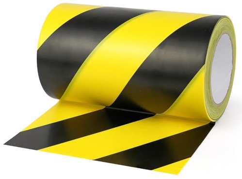 BOMEI PACK Warnklebeband Gelb Schwarz Warnband Gefahr Warnung PVC Für Bodenkennzeichnungen 200mmx33m