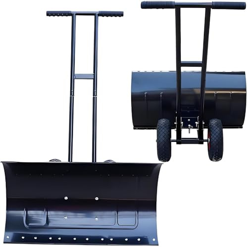 Pala per la rimozione della neve, lama larga 91 cm con pneumatici antiscivolo da 25,4 cm, spingi neve con ruote e manico a T regolabile per marciapiedi e ingressi