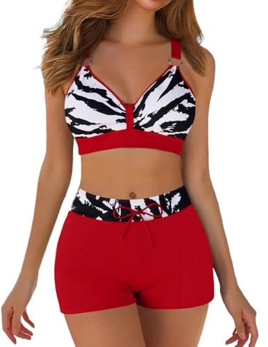 Bikini Bikinis Mujer 2025 Bikini Mujer Talla Grande Bañadores Reductores Cintura Alta Trajes De Baño Brasileño Triquini Traje para Mujerr Adolescentes Top Sexy Tiro Alto Básico Bañador Reductor con