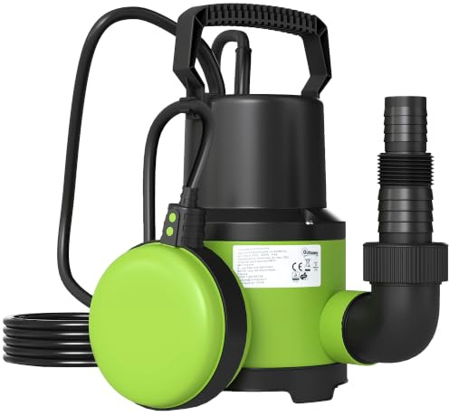 Outsunny Pompa Acqua Sporca/Pulita 400W 9.000L/h 7m Profondità Max Verde | Pompa Sommersa Acque Sporche, Gestisce Particelle fino a 15mm, Interruttore a Galleggiante