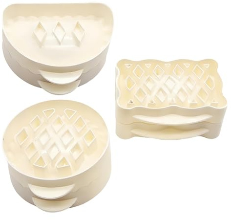 yeeplant 3 Pcs Mini Pie Molds, Beige Plastic Hand Pie Molds for Baking, Lattice Design Dough Presser, Kitchen Baking Tools for Holiday, Thanksgiving and Christmas Snacks