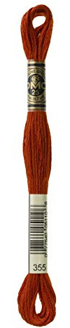DMC 117–355 Mouline randig bomull sex tråd sticktwist gänga, dark terra cotta, 8,7 yard