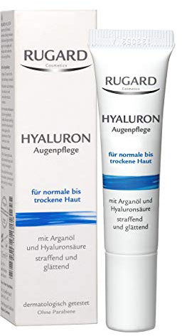RUGARD Hyaluron Augenpflege: Augencreme gegen Augenringe, Tränensäcke & Fältchen, mit Hyaluronsäure und Vitamin E, 15ml