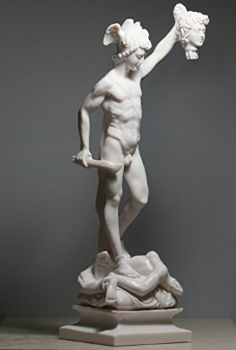 Perseus mit dem Kopf der Gorgon Medusa Alabaster Statue Skulptur 34 cm