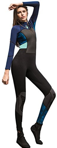 Womens Full Wetsuits Premium 1.5mm Neoprene Long Sleeve Long Leg Back Zip for Diving Snorkeling Swimming
