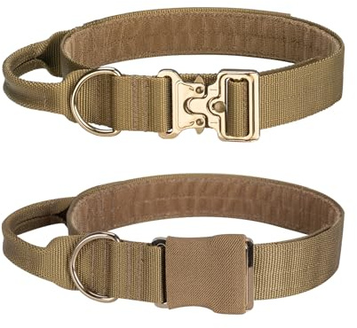 Excellent Elite Spanker Verstellbar Nylon Hundehalsband Metallschnalle | Robustes taktisches Halsband Trainingshalsband mit Kontrollgriff für große Hunde mit Aufnähern Weich & Schnellverschluss